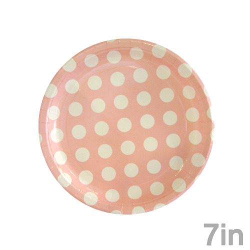 파티접시(종이)18cm_도트(6개입)-핑크