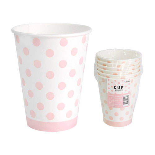 NEW 라인도트 종이컵-핑크